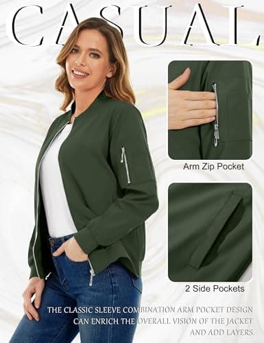 Women's Lightweight Casual Full Zip Windbreaker Jacket for Fall
| Casual Full Zip Windbreaker Jacket for Women Lightwei