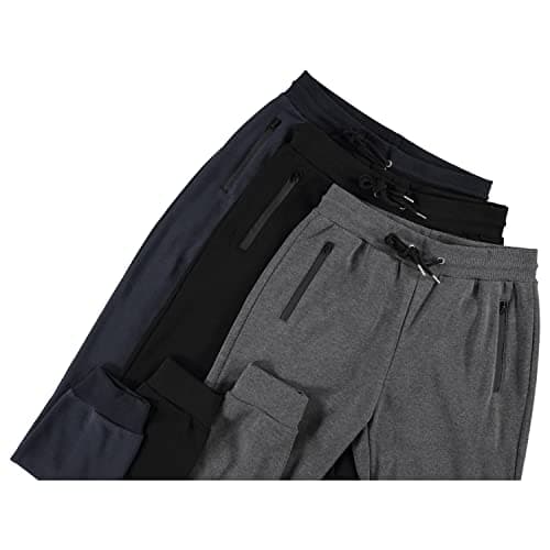 PURE CHAMP Mens Fleece Jogger Sweatpants with Zipper Pocket and Drawstring Size S-3XL for Workout and Everyday Use
