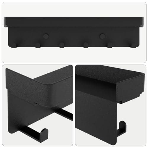 Rustic Key Holder for Wall with Shelf Metal Matte Black, Small Key Organizer for Entryway Hallway Living Room Decor, 6 K