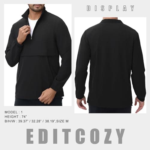 EDITCOZY Men's Lightweight Quarter Zip Pullover Casual Windbreaker for Running and Golf with Multiple Pockets
| EDITCOZ