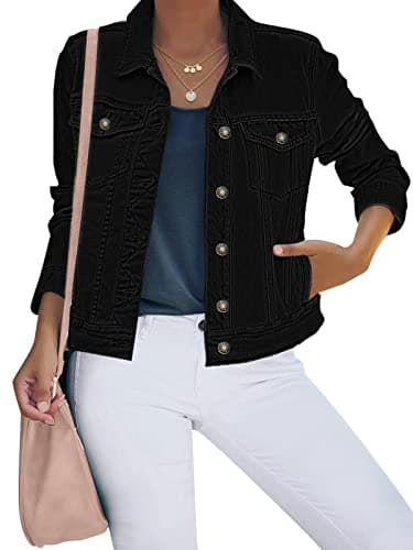 Luvamia Women's Stretch Fitted Long Sleeves Denim Jean Jacket for Casual Wear
| Luvamia Women's Basic Button Down Stret