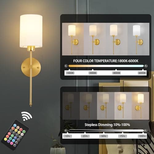 Wireless Rechargeable Amber Wall Sconces Set for Living Room, Bedroom, Entryway
Wireless Rechargeable Dimmable Wall Scon