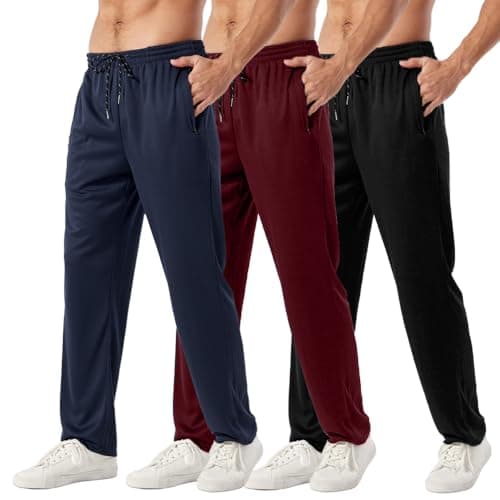 ZH 3PC Men's Breathable Zipper Mesh Jogger Pants - Comfortable for Sports & Casual Wear