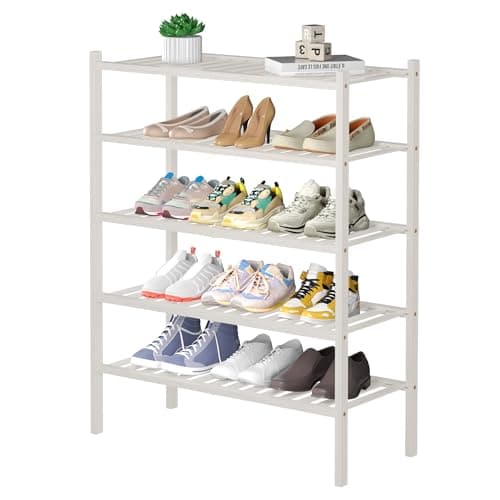 Black 3 Tier Bamboo Shoe Rack for Closet Free Standing Wood Shoe Shelf Storage Organizer for Entryway Small Space Stacka