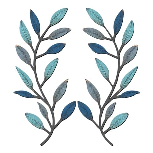 Zhengmy Vintage Brown Metal Tree Leaf Wall Decor for Living Room and Hallway Outdoor Decoration(2 Pieces)