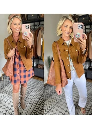 Luvamia Women's Stretch Fitted Long Sleeves Denim Jean Jacket for Casual Wear
| Luvamia Women's Basic Button Down Stret