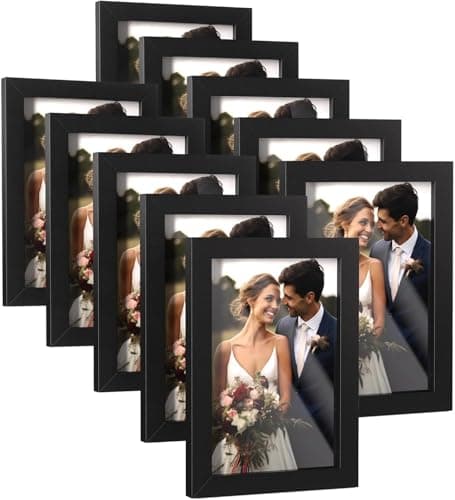 HappyHapi 4x6 Picture Frames Set (Black) for Multifunctional Tabletop or Wall Display, Suitable for |5x5 Pictures with M
