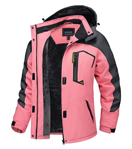 TACVASEN Women's Winter Waterproof Ski Jacket Hooded Fleece Lined Warm Snow Coat for Outdoor Activities
| TACVASEN Wome