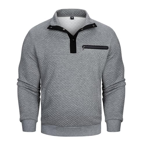 MANLUODANNI Men's Casual Waffle Quilted Sweatshirt Long Sleeve Button Pocket
| MANLUODANNI Men's Casual Sweatshirt Waff