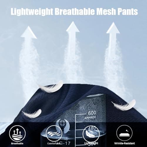 ZH 3PC Men's Breathable Zipper Mesh Jogger Pants - Comfortable for Sports & Casual Wear