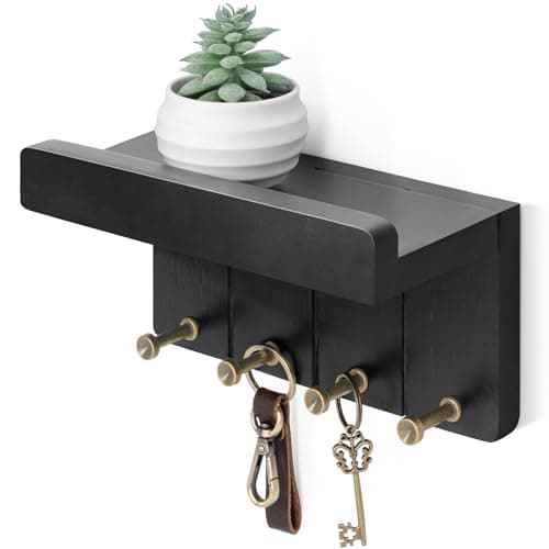 Rebee Vision Modern White Small Key Holder Wall Mount - Aesthetic Apartment Essentials for Farmhouse Living Room - Ideal