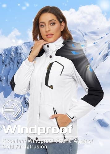 TACVASEN Women's Winter Waterproof Ski Jacket Hooded Fleece Lined Warm Snow Coat for Outdoor Activities
| TACVASEN Wome