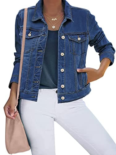 Luvamia Women's Stretch Fitted Long Sleeves Denim Jean Jacket for Casual Wear
| Luvamia Women's Basic Button Down Stret