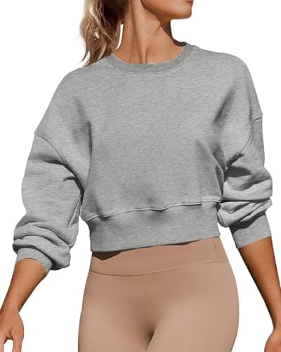Joywayco Women's Long Sleeve Round Neck Cropped Sweatshirts for Casual Wear with Comfortable Loose Fit
| Joywayco Women