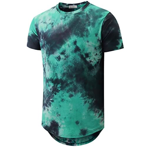 KLIEGOU Men's Hip Hop Tie-Dyed Hipster Curve Hem T-Shirt for Casual Wear with Comfortable Fit and Stylish Design
| KLIE