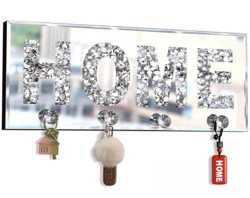 Crush Diamond Mirrored Home Letter Plaque Sign for Wall Decor  
Crush Diamond Mirrored Crystal Clear Hooks Key Holder Ke