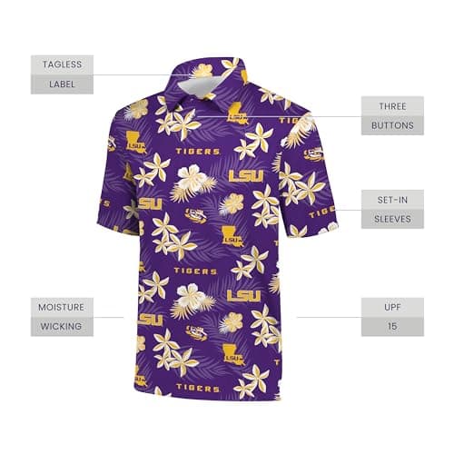 Holloway Men's NCAA Floral Logo Polo-Shirt Comfortable & Stylish Official Team Apparel