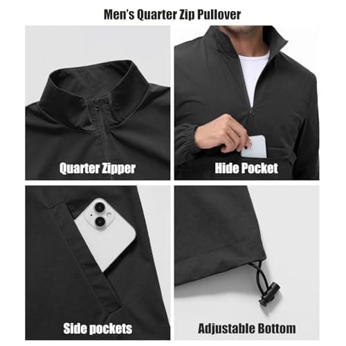 EDITCOZY Men's Lightweight Quarter Zip Pullover Casual Windbreaker for Running and Golf with Multiple Pockets
| EDITCOZ
