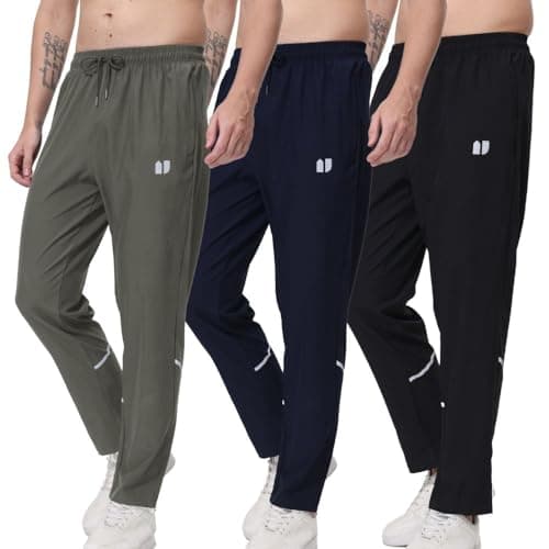 3 Pack Mens Fovdtaa Athletic Sweatpants for Running and Gym Jogging with Zip Pockets