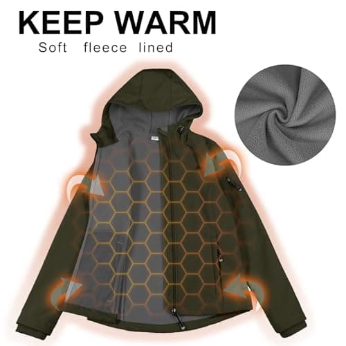 Women's 33,000ft Softshell Jacket, Fleece Lined Warm Windproof Coat for Outdoor Hiking
| 33,000ft Women's Softshell Hoo