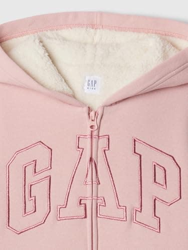 GAP Girls' Cozy Logo Full Zip Hoodie for School and Everyday Wear