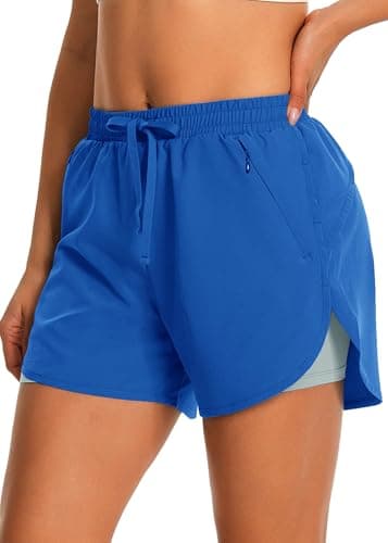 Hooxum Women's Running Athletic Shorts: 2 in 1 High Waisted Workout Gym Shorts with Mesh Liner and Zipper Pockets  
Hoox