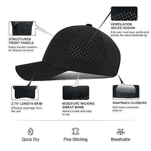 VOBOOM Men Quick Dry Baseball Cap for Summer Sports Laser Cut Mesh Curved Brim Snapback Hat