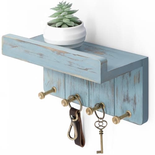 Rebee Vision Modern White Small Key Holder Wall Mount - Aesthetic Apartment Essentials for Farmhouse Living Room - Ideal