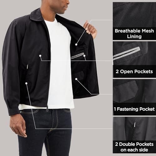 LONDON FOG Men's Auburn Zip-Front Golf Jacket for Regular & Big-Tall Sizes | Premium Waterproof Golf Jacket | Perfect fo