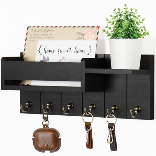 Decorative Key Holder Wall Mount for Rustic Farmhouse Living Room Entryway Aesthetics
| Wooden Key Hanger with 6 Key Ho