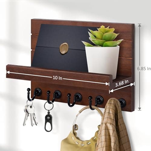 Brown Easy Installation Modern Mail Holder Wall Mount Key Shelf for Hallway Living Room House Decoration