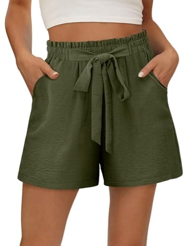 KISSMODA Women's Summer Shorts with Pockets Lightweight High-Waisted Adjustable Tie Knot Loose Casual Short
| KISSMODA