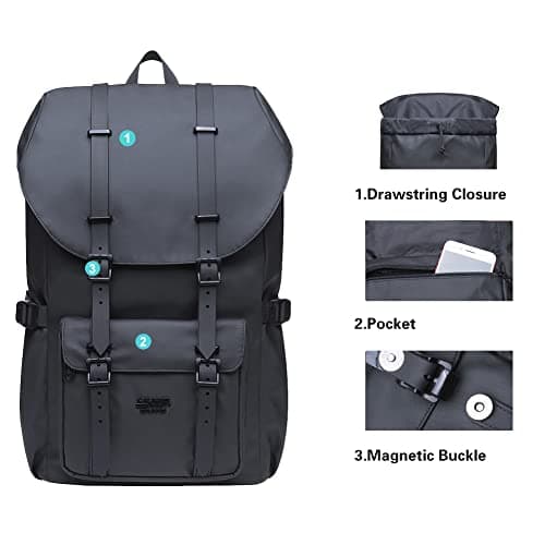 KAUKKO 15.6 Inch Laptop Outdoor Backpack for Men and Women Traveling Rucksack (5-8-Black)