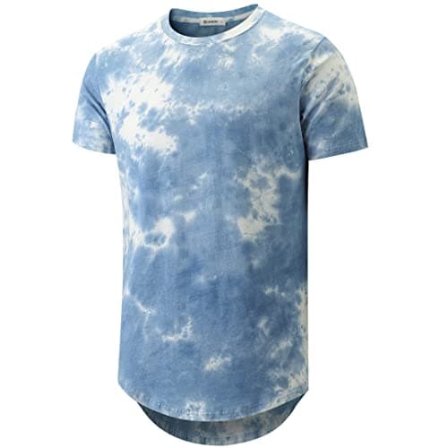 KLIEGOU Men's Hip Hop Tie-Dyed Hipster Curve Hem T-Shirt for Casual Wear with Comfortable Fit and Stylish Design
| KLIE