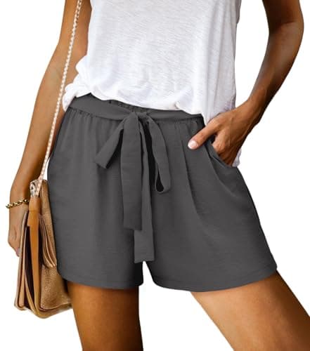 KISSMODA Women's Summer Shorts with Pockets Lightweight High-Waisted Adjustable Tie Knot Loose Casual Short
| KISSMODA