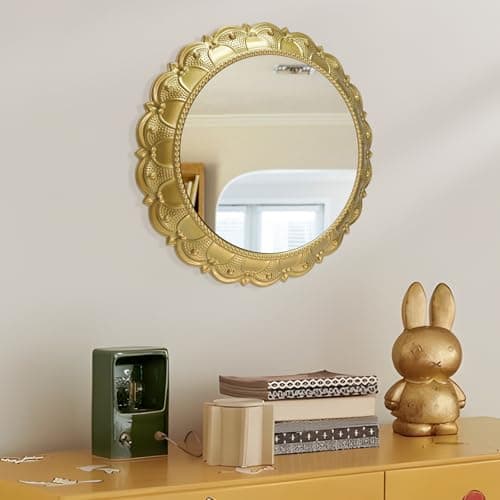 Gold Wall Mirror Living Room Decor, Elegant 3PCS Asymmetrical Mirrors for Modern Home Office or Bedroom, Stylish Wall Ar