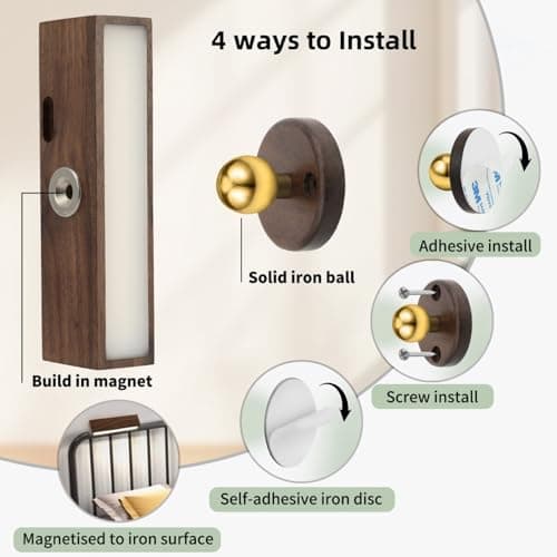 Wireless Dimmable Battery Operated Led Wall Sconces 2 Pack for Bedroom (Black Walnut)  
Rechargeable 3 Color Temperature