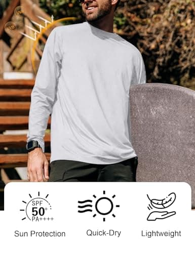 Men's UPF 50+ Quick Dry Long Sleeve Tee Shirt for UV Sun Protection Swimming Running Workout
| Men's UPF 50+ UV Sun Pro