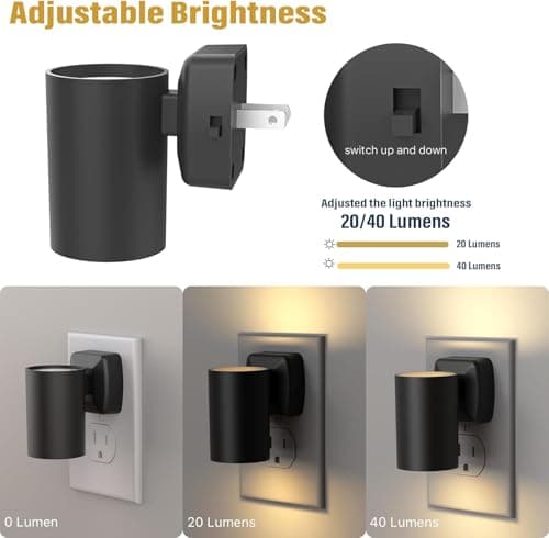 ETL Certified Warm White Night Lights, Dusk to Dawn Sensor, Adjustable Brightness Nightlight for Kids, Hallway, Stairway