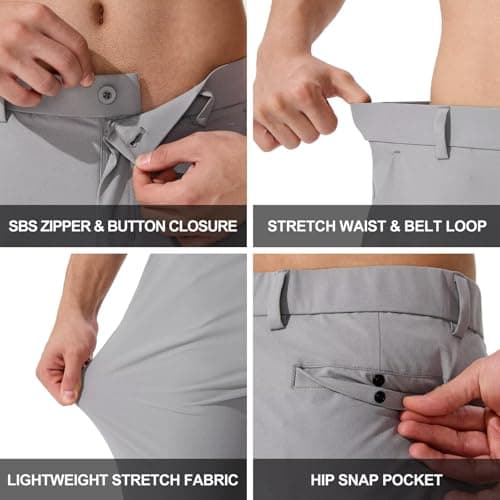 QPNGRP Men's Lightweight Stretch Golf Pants for Summer Inseam 30"/32"/34"
| QPNGRP Men's Golf Work Dress Pants Inseam 3