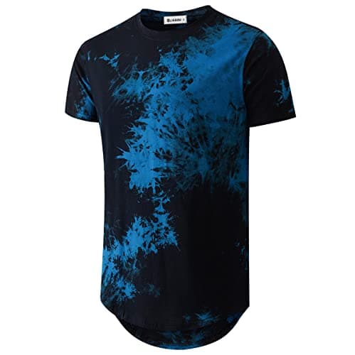 KLIEGOU Men's Hip Hop Tie-Dyed Hipster Curve Hem T-Shirt for Casual Wear with Comfortable Fit and Stylish Design
| KLIE
