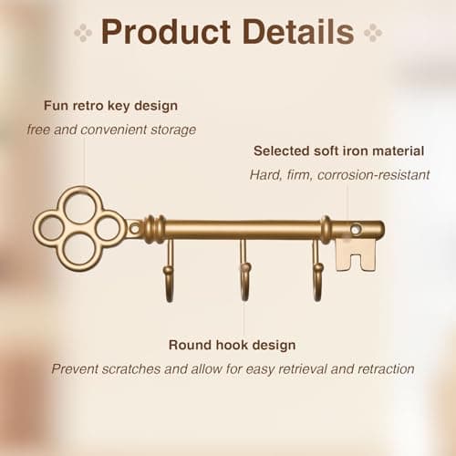 Gold Vintage Key Rack for Entryway Storage
| Classic Gold Wall Mounted Key Holder
| Vintage Gold Key Rack Hook for Entr