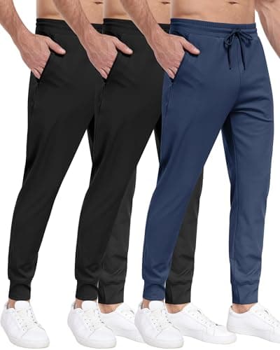ParisDiary Men's 3 Pack Zipper Sweatpants for Workout and Gym
| ParisDiary Zipper Pockets Track Joggers Pants Suitable