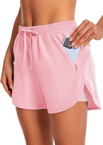 Hooxum Women's Running Athletic Shorts: 2 in 1 High Waisted Workout Gym Shorts with Mesh Liner and Zipper Pockets  
Hoox