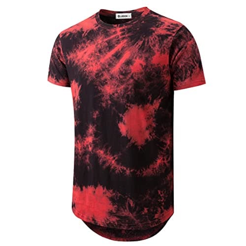 KLIEGOU Men's Hip Hop Tie-Dyed Hipster Curve Hem T-Shirt for Casual Wear with Comfortable Fit and Stylish Design
| KLIE