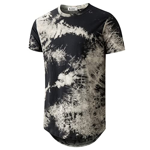 KLIEGOU Men's Hip Hop Tie-Dyed Hipster Curve Hem T-Shirt for Casual Wear with Comfortable Fit and Stylish Design
| KLIE