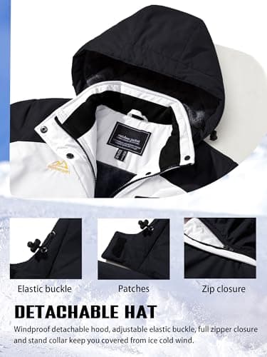 TACVASEN Women's Winter Waterproof Ski Jacket Hooded Fleece Lined Warm Snow Coat for Outdoor Activities
| TACVASEN Wome