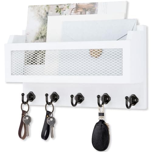 Nekon Black 11 Inch Wooden Wall Key Organizer for Entryway Hallway Decorative Key Holder Storage Shelf