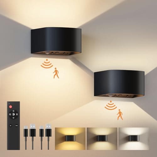 FULEN Motion Sensor Wall Light with Remote Control, Black 2 Pack  
FULEN Motion Sensor Wall Light 5000mAh Rechargeable B