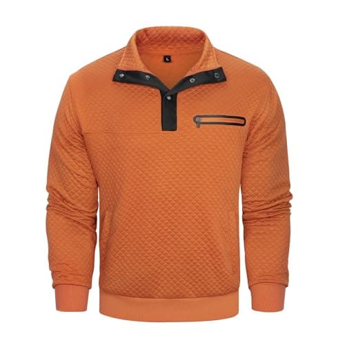 MANLUODANNI Men's Casual Waffle Quilted Sweatshirt Long Sleeve Button Pocket
| MANLUODANNI Men's Casual Sweatshirt Waff